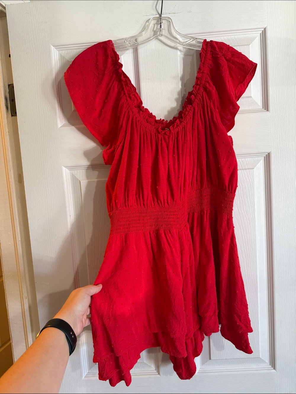Red Flutter Sleeve romper